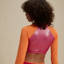 Flu3nte Foil Long Sleeve Crop Top