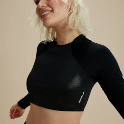 Flu3nte Foil Long Sleeve Crop Top