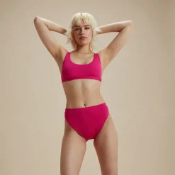 Flu3nte Solid Cheeky High Waist Bikini Bottom