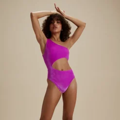Flu3nte Velour Asymmetrical Cut Out One Piece