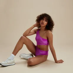 Flu3nte Velour Asymmetrical Cut Out One Piece