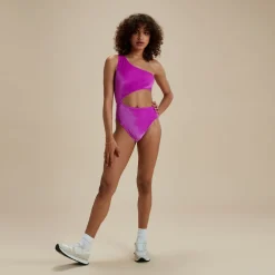Flu3nte Velour Asymmetrical Cut Out One Piece