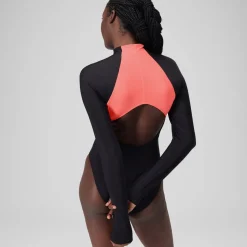 Long Sleeve Colorblock Zip One Piece