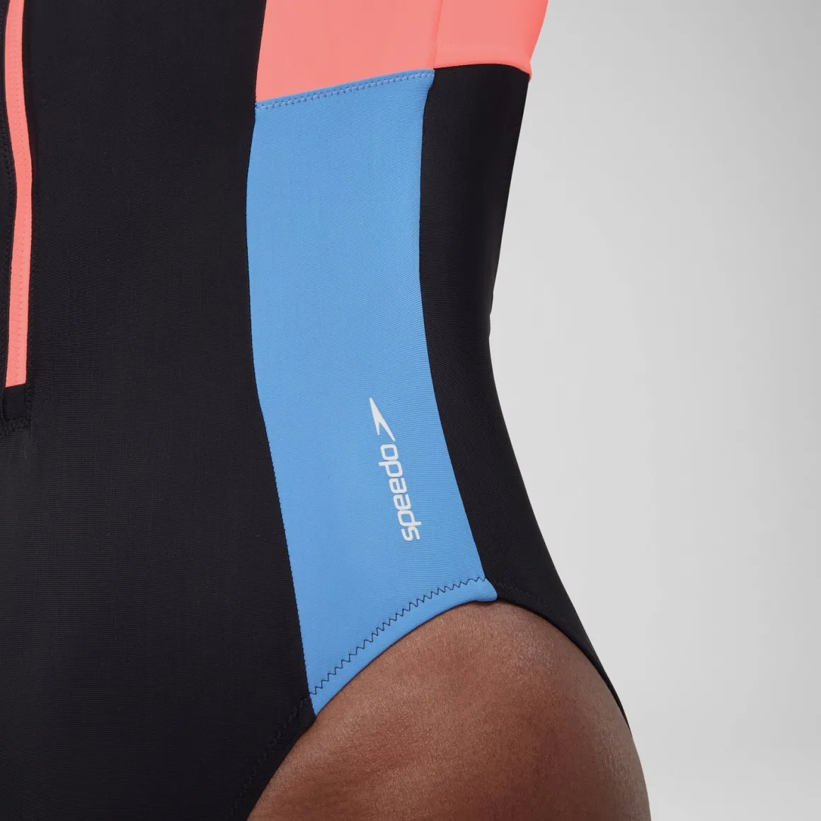 Long Sleeve Colorblock Zip One Piece