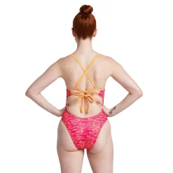 Printed Double Lace Back One Piece