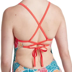 Printed Double Lace Back One Piece