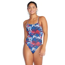 Printed Double X Back One Piece