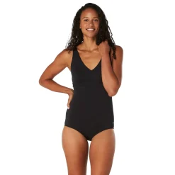 Solid V Neck One Piece