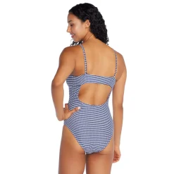 Texture Stripe Bandeau One Piece