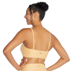 Textured Stripe Tie Front Bandeau Top