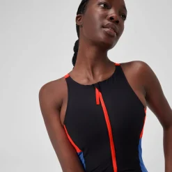 Women's Colourblock Zip Swimsuit